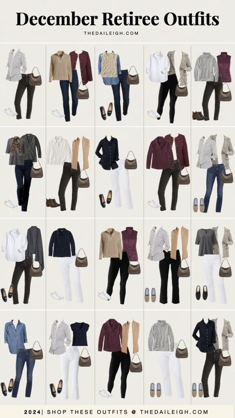 2024 Fall Retiree Capsule Wardrobe — THE DAILEIGH Outfits Of The Week Winter, Layered Work Outfits Winter, January Outfits For Women Work, Over 30 Outfits For Women, Semi Casual Dinner Outfit Women, Project 333 Winter, Winter Capsule Wardrobe Work Office Wear, Age Of Adaline Outfits, Casual Winter Outfits For Women Over 40