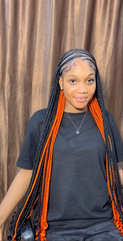 Half Zigzag Cornrows Half Box Braids, Baddie Lemonade Braids, Zig Zag Braids In Front Knotless In Back, Cross Cross Fulani Braids, Cornrows Braids With Designs, Fulani Braids Zig Zag, Cornrows With Individuals In Back, Cornrow Zig Zag, Hair Color Combinations For Braids