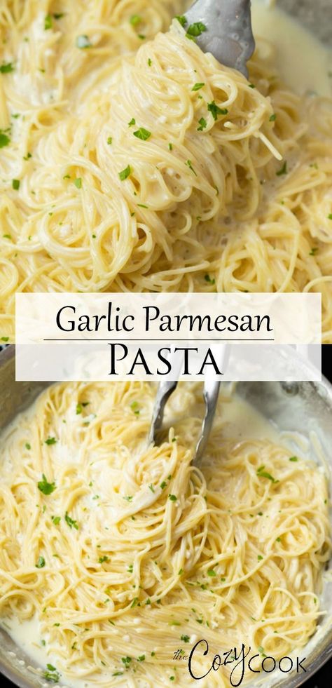 Creamy Garlic Parmesan Pasta, Pasta One Pot, The Cozy Cook, Garlic Parmesan Pasta, Cozy Cook, Easy Pasta Dinner, Parmesan Pasta, Recipes Pasta, Pasta Dinner Recipes