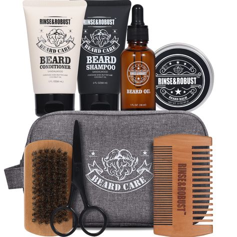 Beard Wash & Beard Conditioner Set Gift For Men | Beard Shampoo, Beard Conditioner, Beard Oil, Beard Balm, Double-Headed Brush, Beard Scissors, Bristle Brush, Travelling Bag Beard Growth Kit, Clean Beard, Travelling Bag, Beard Care Kit, Beard Shampoo, Men Beard, Beard Conditioner, Beard Kit, Mens Valentines Gifts