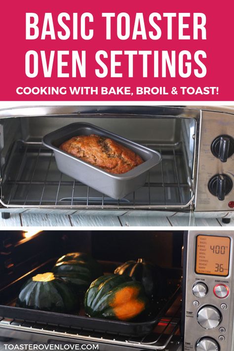 Ready to start cooking with your toaster oven? Check out this post to learn how baking with a toaster oven is different from a traditional oven + the 3 basic settings you should know, and cooking tips for getting the most out of your little oven. #toasteroven Counter Oven, Breville Oven, Toaster Recipes, Bagel Pizza, Toaster Oven Cooking, Cuisinart Toaster, Convection Oven Cooking, Toaster Oven Recipes, Air Fryer Toaster Oven