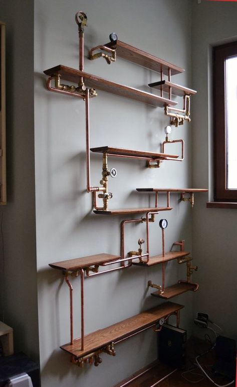 Industrial Diy Decoration, Industrial Diy Decoration Ideas, Front Driveway, Steampunk Bedroom, Pipe Bookshelf, Home Decor Industrial, Balcony Ideas Apartment Christmas, Baby Room Colors, Etsy Home