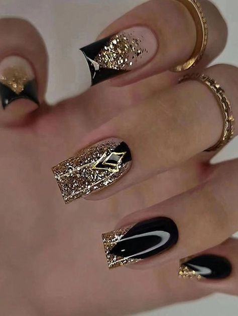 2337. Express your unique style with our trendy nail accessories! Click the link for more. #nail #nailtrend #nailaccessories Colorful Nails, French Nail, Nails Black, Nail Forms, Stick On Nails, Fancy Nails, Nail Arts, Artificial Nails, Gold Nails