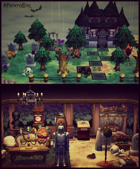 Animal Crossing Witch, Goth Room Ideas, Acnl Paths, Animal Crossing Happy Home Designer, Animal Crossing New Leaf Qr Codes, Goth Room, Acnl Qr Codes, Ac New Leaf, Happy Home Designer