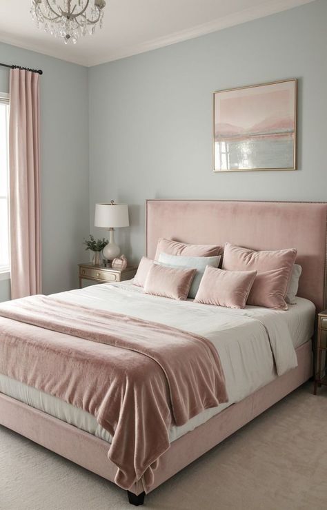 Soft Pink Bedroom, Pink Bedroom Accessories, Dusty Pink Bedroom, Blush Pink Bedroom, Pink Bedroom Walls, Pastel Bedroom, Bedroom Color Combination, Gorgeous Bedrooms, Pink Bedrooms