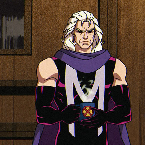 x-men '97 icon. xmen. marvel animation. magneto. coffee. Magneto Aesthetic, Magneto Xmen, Marvel Nova, Xman Marvel, Video Collage, Erik Lehnsherr, Marvel Animation, X Men Evolution, Marvel Xmen