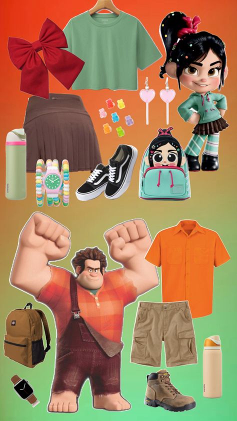 Couple costumes for Disney as wreck it Ralph and Princess Penelope Wreck It Ralph Halloween Costume, Vanellope Disney, Disney Couple Outfits, Wreck It Ralph Halloween, Princess Vanellope, Wreck It Ralph Costume, Princess Penelope, Vanellope Y Ralph, Disney Bound Outfits Casual