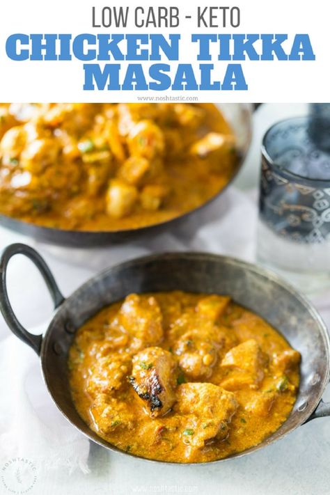 Low Carb & Keto friendly Chicken Tikka Masala is easy to make, full of fresh healthy flavors, a great Indian Restaurant recipe to make at home, very similar recipe to butter chicken. #lowcarb #keto #ketogenic #indian #british #chickentikka #butterchicken #chickenstew Poulet Tikka Masala, Breakfast Chicken, Chicken Keto, Low Carb Low Fat Recipes, Chicken Masala, Best Low Carb Recipes, Low Carb Diets, Cooking Recipes Healthy, Low Sugar Recipes