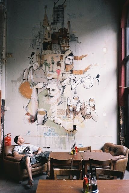 Studio spaces and artist's homes Butterfly Wall, Studio Space, Cafe Interior, Cafe Design, New Wall, Wall Paint, My New Room, 인테리어 디자인, Wall Design