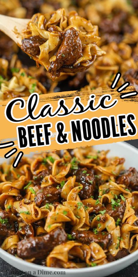 Easy Beef And Noodles, Easy Beef And Noodles Recipe, Beef Tips And Noodles, Stew Meat Recipes, Roast Beef Recipes, Beef Casserole Recipes, Hamburger Meat, Noodles Recipe, Homemade Beef