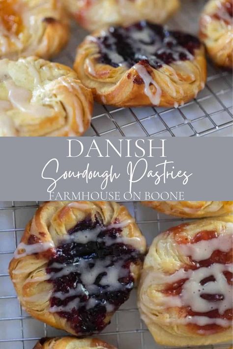 Sourdough Eclairs, Sourdough Pastry Braid, Sour Dough Breakfast Recipes, One Day Sourdough Recipes, Sourdough Discard Kolaches, Sourdough Cheese Danish, 4th Of July Sourdough, Sourdough Danish Pastry, Easter Sourdough Recipes