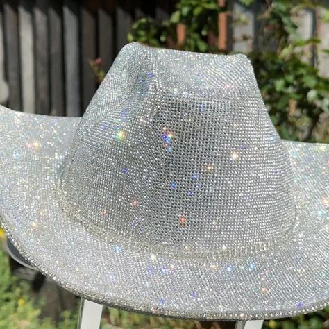 Handmade | Accessories | Fully Covered White Crystal Rhinestone Cowboy Hatrhinestone Cowgirl Hat | Poshmark Bride Cowboy Hat, Rhinestone Cowgirl Hat, Rhinestone Cowboy Hat, Rhinestone Cowboy, Western Birthday Party, Western Birthday, Nashville Trip, Cowgirl Hat, Cowgirl Hats