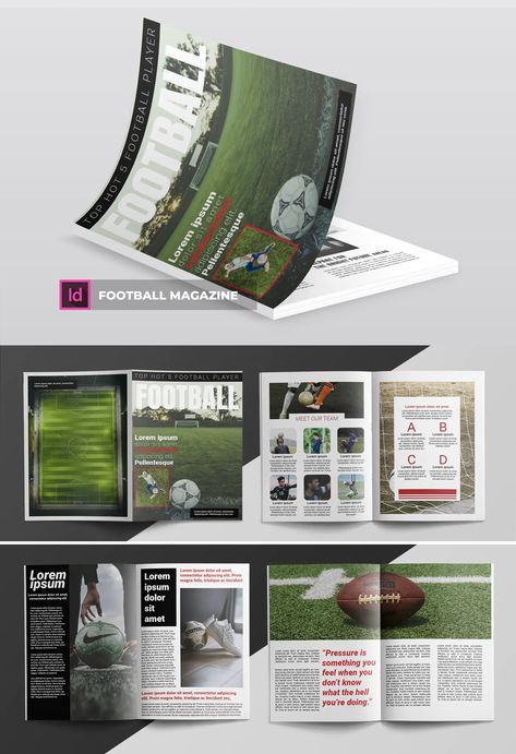 Football Magazine Template InDesign INDD - 20 Pages Football Magazine Design, Sports Magazine Design, Football Playbook, Indesign Inspiration, Zine Layout, Football Magazine, Professional Lifestyle, Football Books, Programming Apps