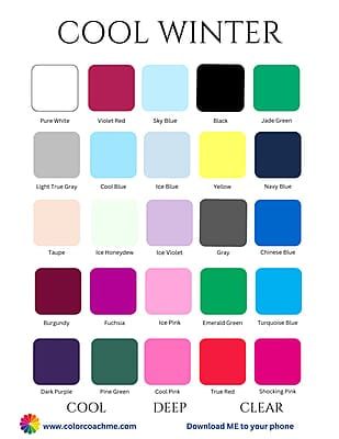 True Winter Clothing, Palette Winter Cool, Winter Pallet Outfits, Cool Winter Color Analysis, Winter Color Palette Analysis, Cool Winter Palette Outfits, Cool Winter Outfits Palette, Winter Colors Palette, True Winter Color Palette Outfits