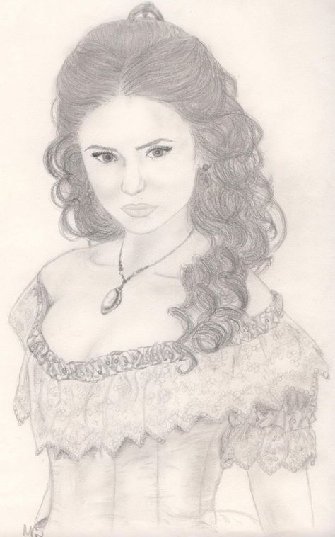 Katherine Pierce Sketch, Elena Gilbert Drawing, Vampire Diaries Drawings, Tvd Drawings, Vampire Diaries Outfits, The Vampire Diaries Characters, Vampire Diaries Poster, Eye Illustration, Vampire Diaries Guys