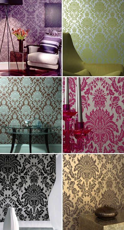 Damask Decor for Weddings Damask Decor, How To Hang, Damask Wallpaper, Design Del Prodotto, Stencils Wall, Damask Pattern, Damask, Wall Design, Wall Coverings