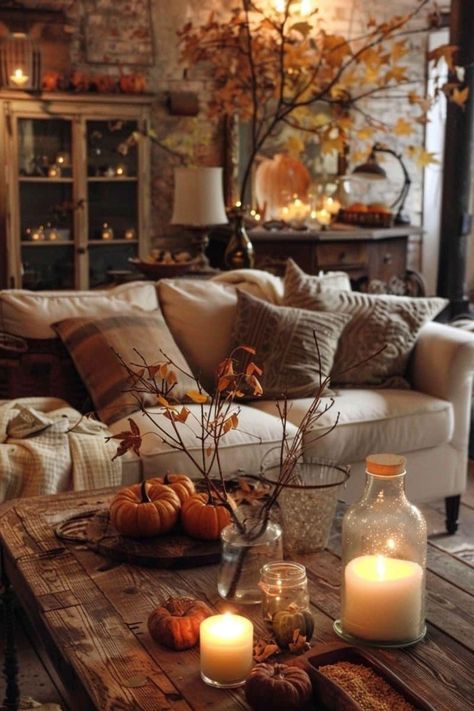 Fall Room Decor, Fall Living Room Decor, Neutral Fall Decor, Fall Living Room, Cozy Fall Decor, Fall Decor Inspiration, Fall Decor Ideas, Fall Thanksgiving Decor, Autumn Decorating