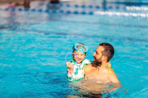 Family Swimming, Swimming Pool Photos, My Goal In Life, Water Illustration, Family Summer, Pool Photos, In The Pool, Premium Photo, The Pool