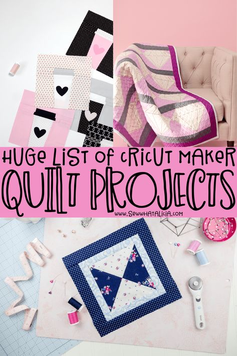 Cricut for Quilting: Huge list of quilting projects using the Cricut Maker. Click through for tons of great projects plus tips and tricks. | www.sewwhatalicia.com Cricut Fabric Projects Patterns, Circuit Beginner Projects, Cricut Quilting Projects, Cricut Quilts, Cricut Sewing Projects, Cricut Sewing Patterns, Cricut Fabric Projects, Cricut Quilting, Cricut Fabric