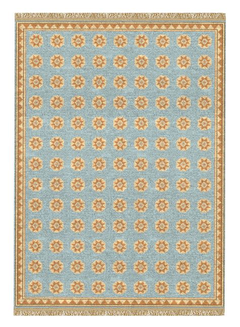 Mamluk Hand-Knotted Wool Area Rug by Kevin Francis Design | Atlanta Interior Designer | Luxury Home Decor Green Blue And Yellow Rug, Mamluk Rugs, The Ottoman Empire, Geometric Border, Bay House, Golden Flower, Area Rug Sizes, Goldfinch, Ottoman Empire