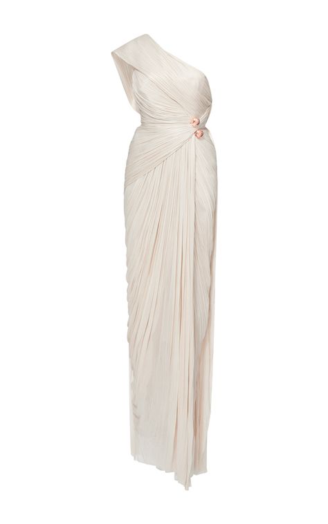 Gown Moda Operandi, Korean Life, Chic Evening Dress, Maria Lucia Hohan, Elegant Outfit Classy, Fashion Corner, Silk Tulle, One Shoulder Gown, Draped Skirt