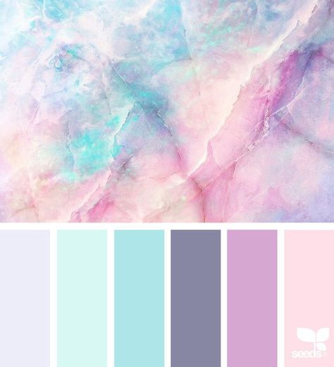 Unicorn and mermaid tones for the end of summer! | #mermaid #unicorn #colorscheme Design Seed, Color Schemes Colour Palettes, Bedroom Color Schemes, Design Seeds, Color Palette Design, Colour Board, Bathroom Colors, Vintage Modern, Bedroom Colors