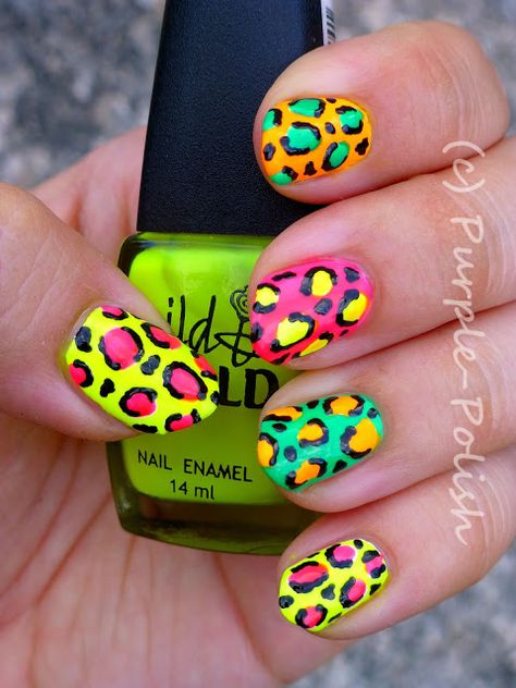 Nails Neon Animal Print Nails, Neon Toe Nails, Neon Animal Print, Girls Nail Designs, Summer Challenge, Cheetah Nails, Different Nail Designs, Cute Spring Nails, Minimalist Nail Art