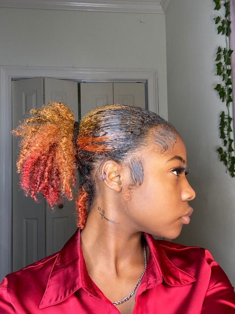 Sunset Color Locs, Slick Back Locs, Locs Color Combo, Lock Hairstyles, Colored Locs, Loc Ideas, Long Locs, Slick Ponytail, Slicked Back Ponytail