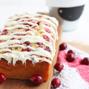 Cranberry Bread with White Chocolate Drizzle Cranberry Sauce Loaf, Chocolate Loaf Bread, Orange Sweet Rolls, White Chocolate Drizzle, Chocolate Loaf, Cranberry White Chocolate, Focaccia Bread Recipe, Cranberry Bread, Bread Puddings