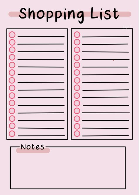 Shopping List Printable, Animal Writing, Shopping List Template, Writing Paper Template, Study Planner Printable, Printable Shopping List, To Do Planner, Pink Planner, Bullet Journal Mood Tracker Ideas