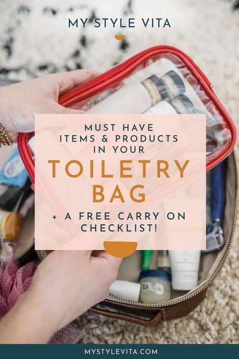 See how to pack a toiletry bag the right way so you are never without the travel essentials. Get the full list of travel products for women, how to organize your toiletry bag and MORE! PLUS, get my FREE carry on checklist when you subscribe. #travelhacks #toiletry #toiletryhacks #traveltips Carry On Checklist, Hiking Essentials For Women, Toiletries List, Board Organization, Packing Essentials List, Pin Templates, Hiking Essentials, Travel Essentials For Women, Travel Products