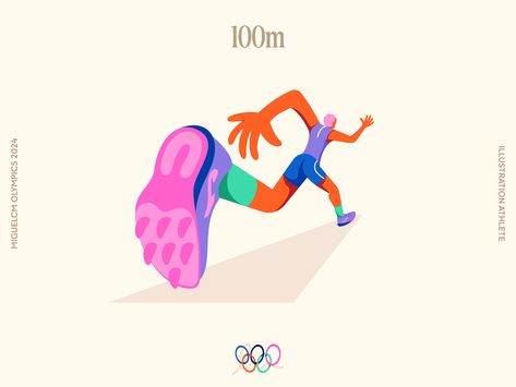 100m by Miguel Camacho on Dribbble Athletic Illustration, Run Illustration, Running Animation, Exercise Illustration, Marathon Posters, Olah Raga, Food Club, Mural Design, Fun Run