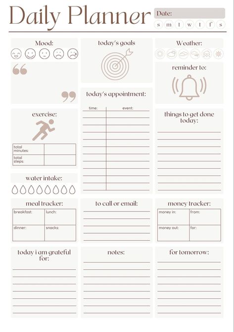 Daily planner productplannerfree #freehomeschoolplanner⚫ Bujo Daily Planner, Agenda Template Design, Aesthetic Daily Planner Template, Day Planner Ideas, Daily Journal Layout, Goodnotes Planner Template, Daily Habit Tracker Printable, Planer Ideas, Planner Layout Templates