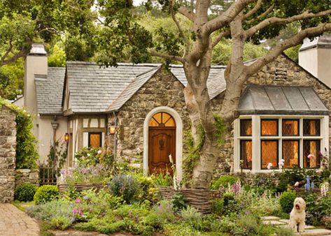 THE MAIN ELEMENTS OF A COTTAGE STYLE HOME - Arrow Hill Cottage Rounded Door, Cute Small Houses, Tudor Cottage, Small Cottage House Plans, Copper Top, Small Cottage Homes, Stone Cottages, Small Cottages, Charming Cottage