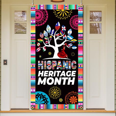 PRICES MAY VARY. PACKAGE INCLUDES:The hispanic heritage month door cover and a string,the size of our hispanic heritage month banner is 70.8 x 35.4 inches (l x w). the national hispanic heritage honth decorations is big enough can be easily hung on the welcome front door, garden fence, door, garage, wall, bedroom, etc, anywhere outdoors or indoor HIGH QUALITY:The spanish classroom decorations banner is made of are made of high-quality polyester oxford fabric, which is sturdy and not easy to dama Hispanic Heritage Month Decorations, Month Decorations, Spanish Classroom Decor, Fence Door, Classroom Banner, Door Garden, Nursery School, Wall Bedroom, Spanish Classroom