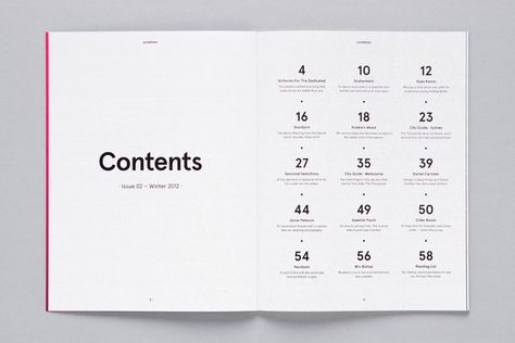 Designing the Perfect Table of Contents: 50 Examples to Show You How – Design School Contents Page Design, Table Of Contents Design, Design De Configuration, Mises En Page Design Graphique, Ad Inspiration, Contents Layout, Graphic Layout, Best Typography, Magazine Ideas