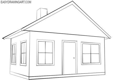 How to Draw a House | Easy Drawing Art Simple House Sketch, Small House Drawing, 3d House Drawing, House Drawing Ideas, Sketch Guide, Haunted House Drawing, Simple House Drawing, House Drawing For Kids, Book Cover Background