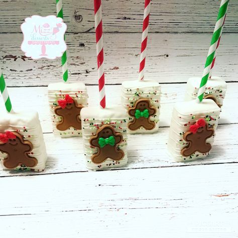 Gingerbread man Rice Krispie Treats Christmas Chocolate Covered Rice Krispy, Chocolate Covered Rice Krispie Treats Christmas, Christmas Rice Crispy Treats, Christmas Rice Krispie Treats, Christmas Rice Krispies, Dipped Desserts, Gingerbread Treats, Krispie Treats Christmas, Rice Krispie Treats Christmas