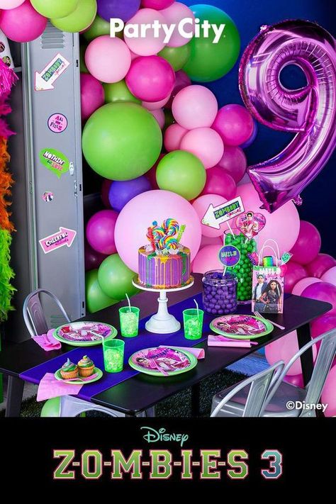 Zombies 3 Birthday Party, Zombie Birthday Party Decorations, Zombies 3, Zombie Birthday Parties, Disney Zombies, Zombie Birthday, Summer Party Themes, Kids Birthday Party Decoration, Bday Party Theme