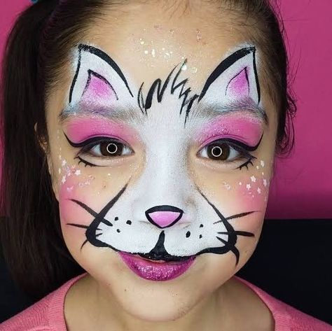 Cat Makeup For Kids, Cat Face Paint Easy, Kids Witch Makeup, Cat Face Paint, Skeleton Face Paint, Eye Face Painting, Kitty Face Paint, Animal Face Paintings, Christmas Face Painting