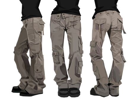 Pants Folds Reference, How To Draw Shorts, How To Render Clothes, Ripped Jeans Drawing, Jeans Drawing Reference, Fold Reference, Draw Pants, How To Draw Pants, Reference Male