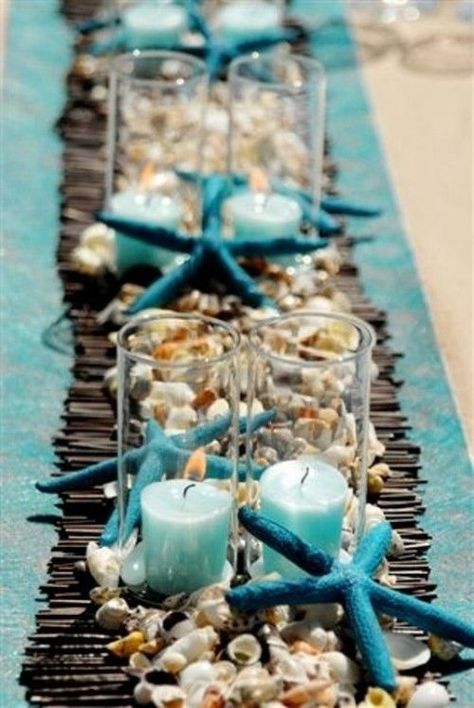 A Beachy Wedding Experience in the Middle of Winter- since i'll probably end up staying in this frigid state Beach Wedding Centerpieces, Beachy Wedding, Beach Table, Tafel Decor, Beach Wedding Inspiration, Beach Theme Wedding, Beach Inspired, Trendy Wedding, Beach Fun