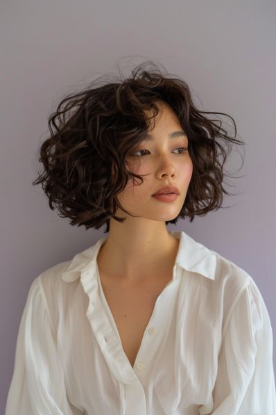 19  Haircuts For Curly Hair Parisian Curly Hair, Wavy Short Thick Hair, Short Curly Haircut For Women, Short Shaggy Wavy Hair, 2b Hairstyles Short, Curly Bob No Bangs, Short Hair Inspo Curly, Korean Digital Perm Short Hair, Short Curly Hair No Bangs