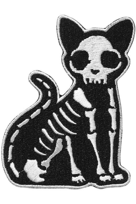 Skeleton Cat, Cat Purr, Punk Patches, Cute Patches, Cool Patches, Diy Patches, A Skull, Sticker Patches, Patches Jacket