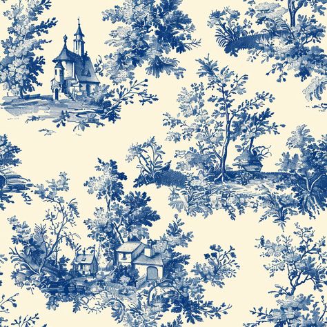 Roman: Our dark blue toile wallpaper evokes a sense of timeless elegance and sophistication, with its intricate patterns adding depth and character to any room.24" Pattern Repeat Blue Wallpaper Bedroom Ideas, Blue Toile Wallpaper, Roman Wallpaper, Blue Wallpaper Bedroom, Porcelain Wallpaper, Uni House, Wedding Invitation Fonts, Toile Print, Toile Wallpaper