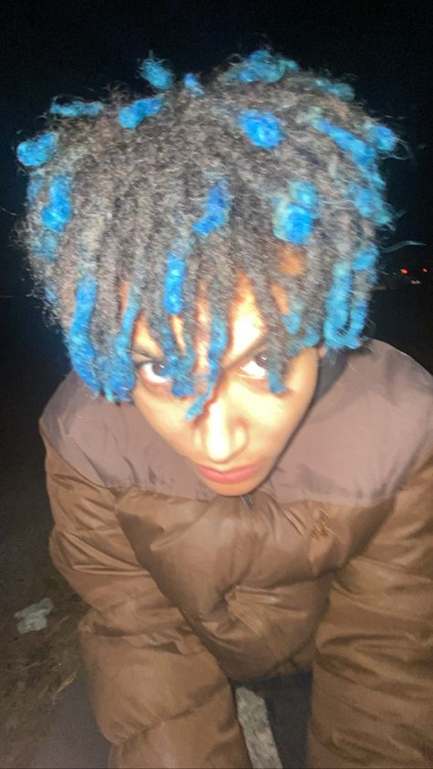 Blue Locs, Dyed Dreads, Blue Dreads, Loc Inspiration, Dreadlock Style, Blue Tips, Blue Beetle, Hair Dye, Aesthetic Hair