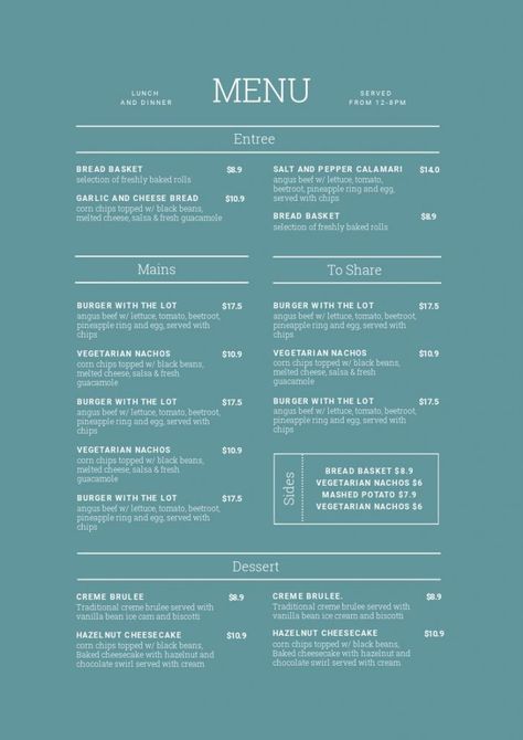 1 Menu Template, 10 Ways - Hack Your Visual Design Series #Menus #MenuTemplate #Menu #Hospitality #MenuDesign #Restaurant #Cafe #RestaurantDesign #MenuTemplate Modern Menu Design, Menu Design Layout, Restaurant Card, Menu Sans Gluten, Menu Maker, Menu Design Inspiration, Cafe Menu Design, Menu Card Design, Website Menu