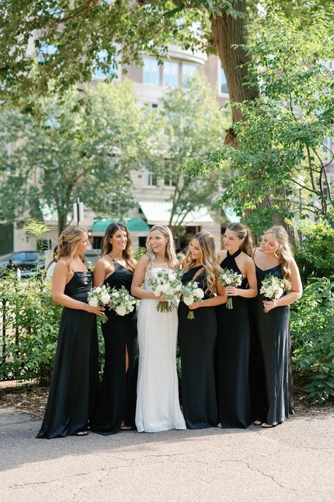 Black Silk Bridesmaid Dress, Types Of Bridesmaid Dresses, Black Silk Dresses, Museum Wedding Ceremony, Museum Wedding Venues, Boston Photography, Silk Bridesmaid Dresses, Boston Public Garden, Black Bridesmaid