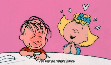 You say the cutest things. -Peanuts  *Click to see animation. Gifs Snoopy, Sally Brown, Snoopy Love, Bd Comics, Charlie Brown Peanuts, My Funny Valentine, Charlie Brown And Snoopy, Peanuts Gang, A Pen