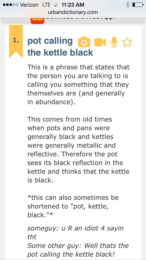 The pot calling the kettle black #urban dictionary Pot Calling The Kettle Black Quotes, Pot Calling The Kettle Black, Black Quote, Black Quotes, Urban Dictionary, You Are The World, Brain Teasers, Fake Nails, Don't Worry